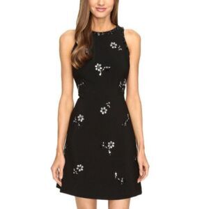 Kate Spade Womens Black Scattered Brooch Bejeweled A-Line Mini Dress Size 2